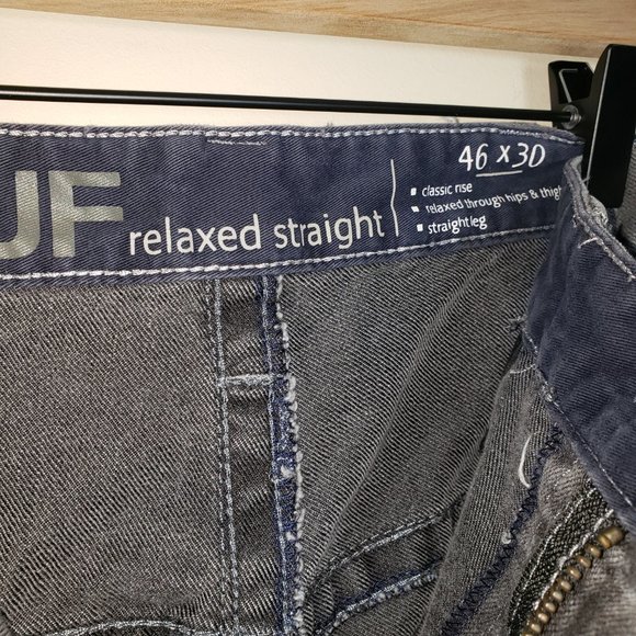 JF J.Ferrar Black Washed Relaxed Straight Jeans Classic Rise Size 46/30 - Picture 3 of 4